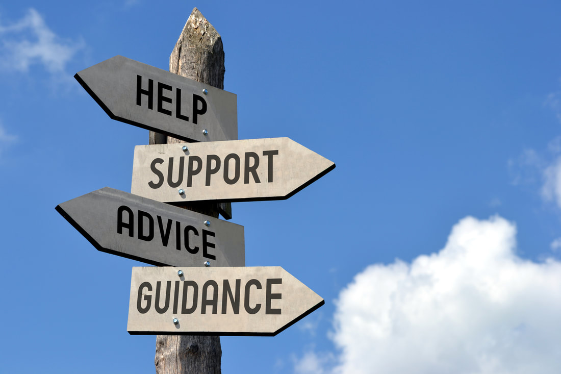 Signpost with Help, Support, Advice, Guidance