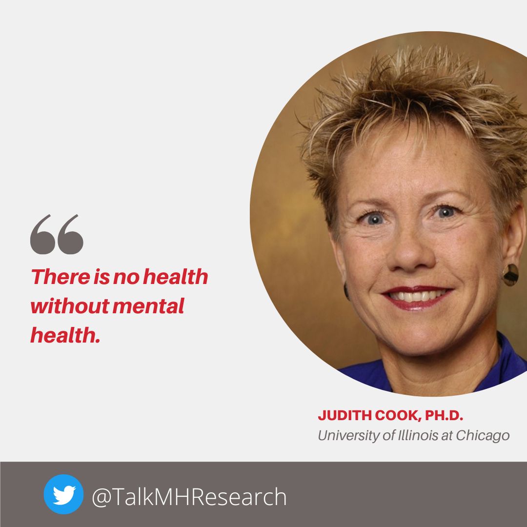 Picture of Judith Cook with her quote: There is no health without mental health.