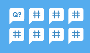 Image with a Q for question, followed by 7 hashtags representing answers in a twitter chat